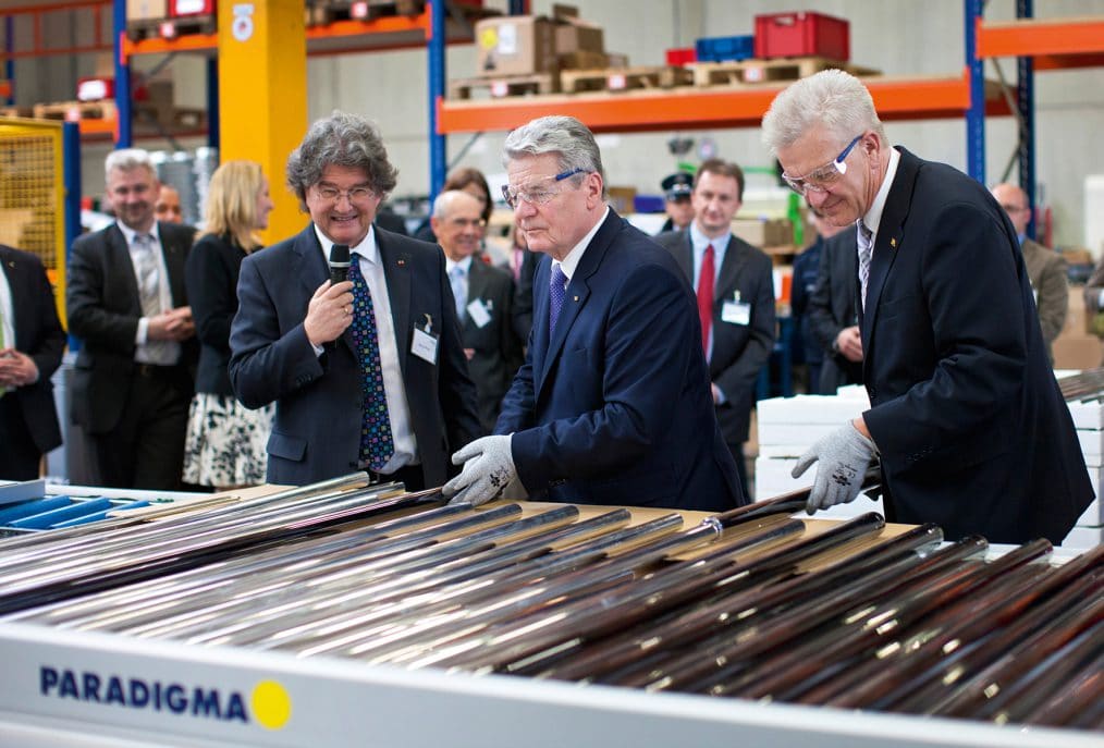 Bundespräsidenten Joachim Gauck und von Minsterpräsident Winfried Kretschmann bei der Ritter Energie